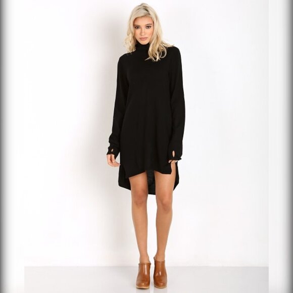 One Teaspoon 100% Merino Wool Knit Funnel Neck Dress - Black - Sz XS - Picture 13 of 16